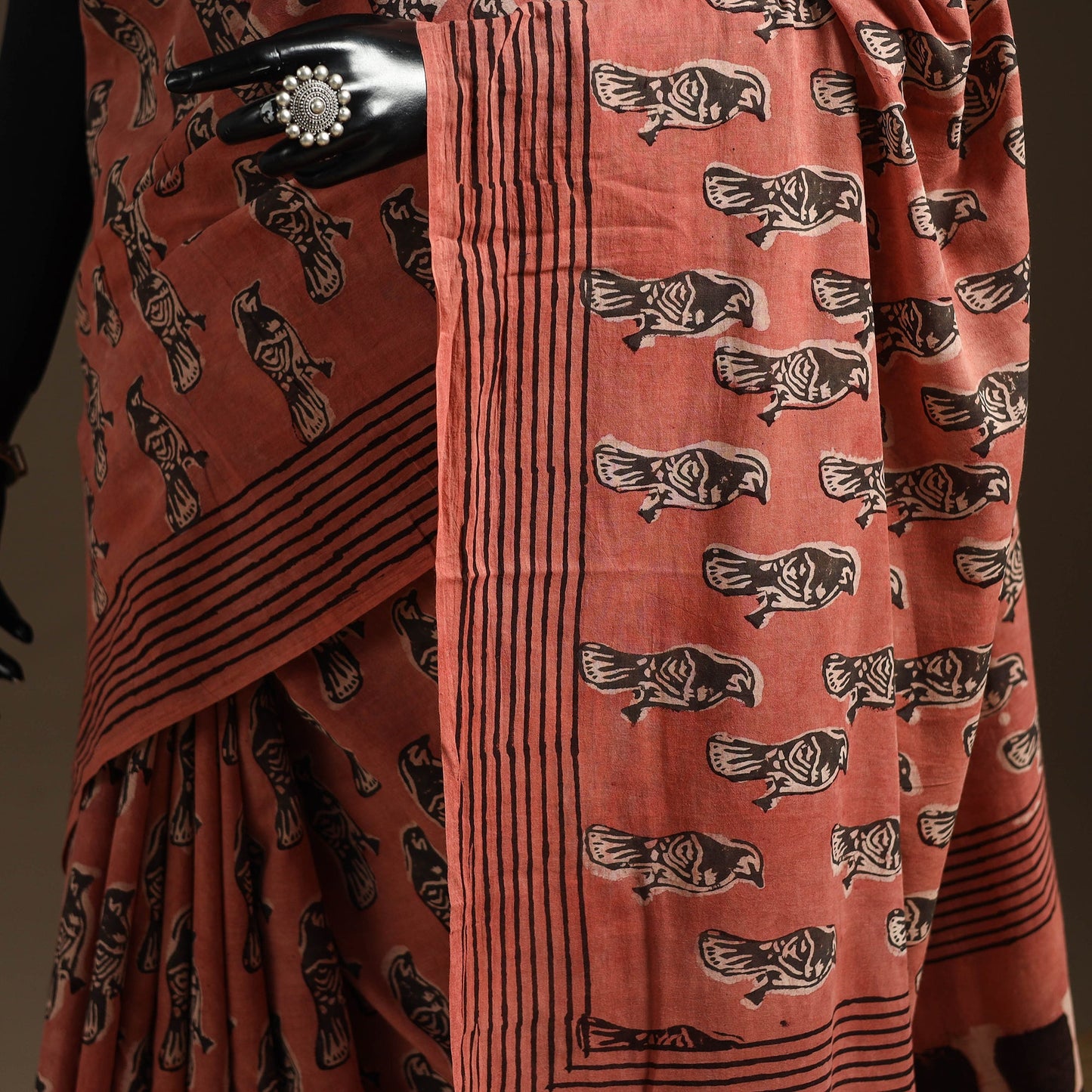 Red - bindaas art natural dyed cotton saree 26 - handcrafted