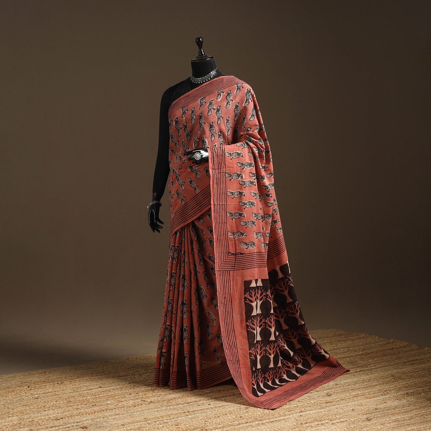 Red - bindaas art natural dyed cotton saree 26 - handcrafted