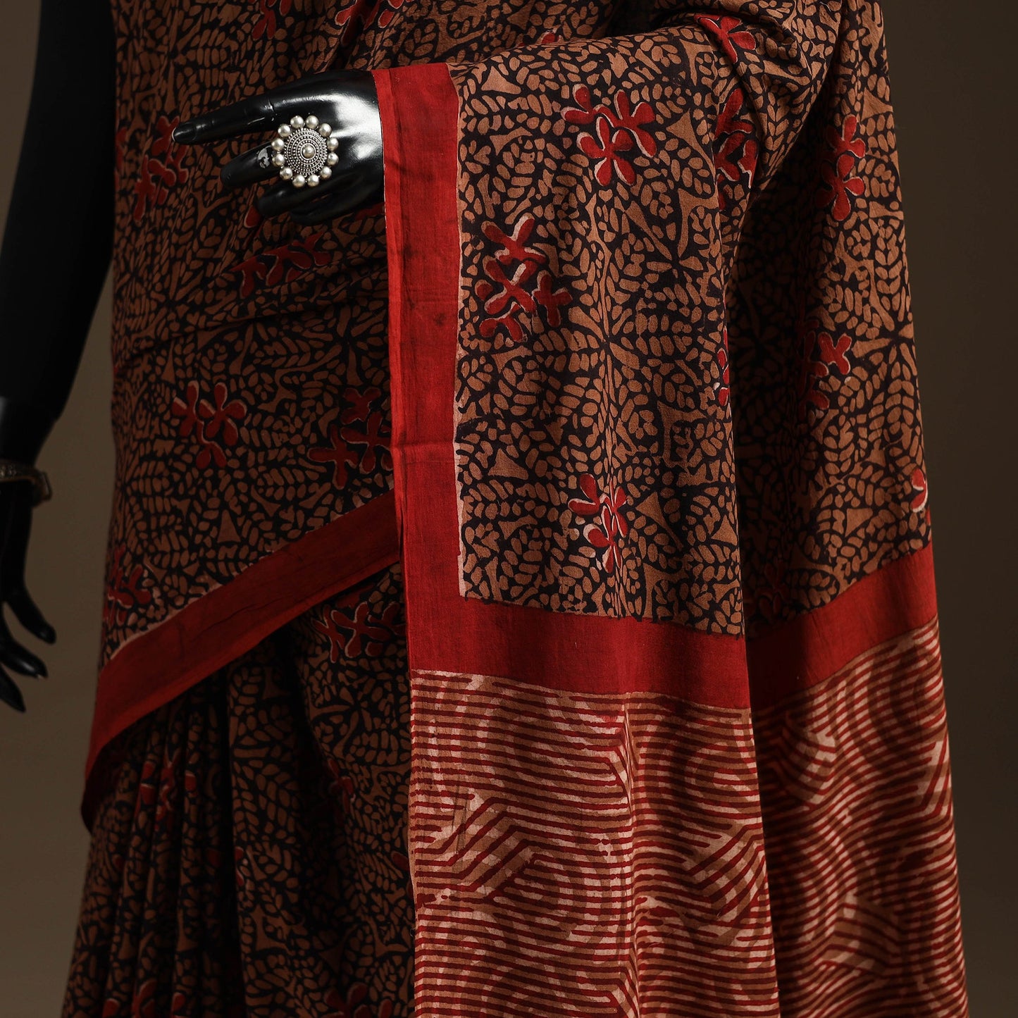 Red - bindaas art natural dyed cotton saree 34 - handcrafted