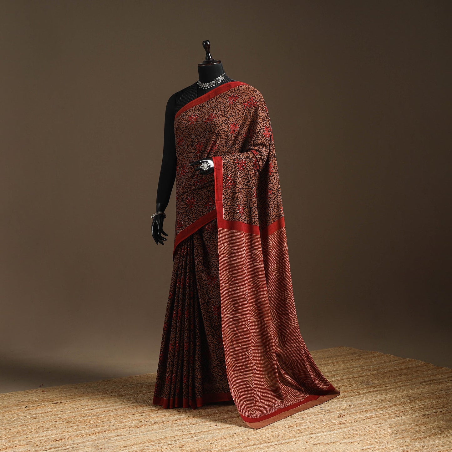 Red - bindaas art natural dyed cotton saree 34 - handcrafted