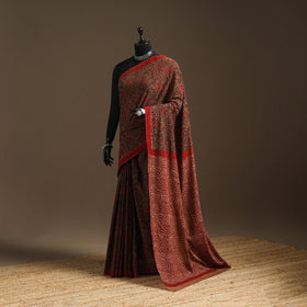 Red - bindaas art natural dyed cotton saree 34 - handcrafted