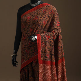 Red - bindaas art natural dyed cotton saree 34 - handcrafted