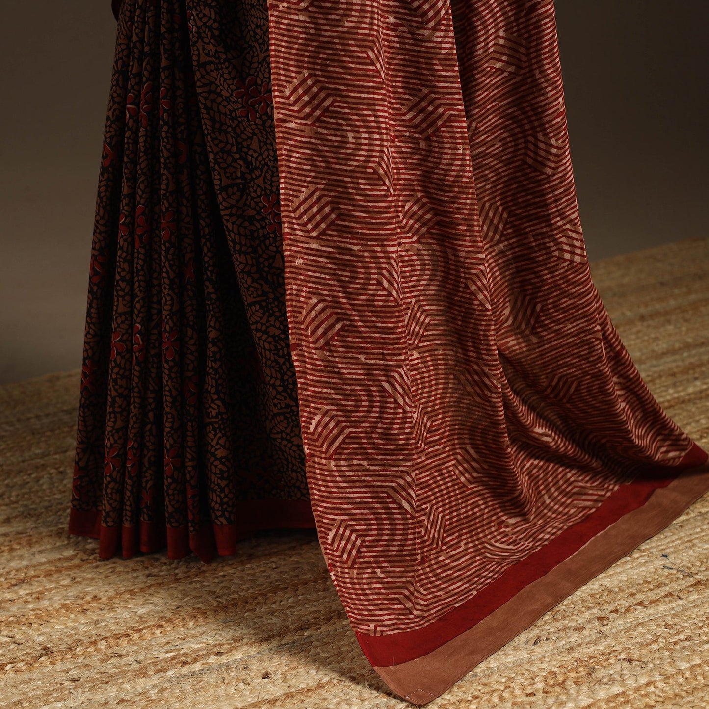 Red - bindaas art natural dyed cotton saree 34 - handcrafted