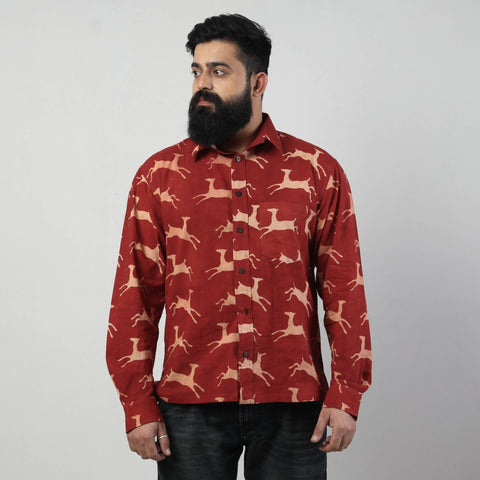 Bindaas Block Art Printed Cotton Men Full Sleeve Shirt