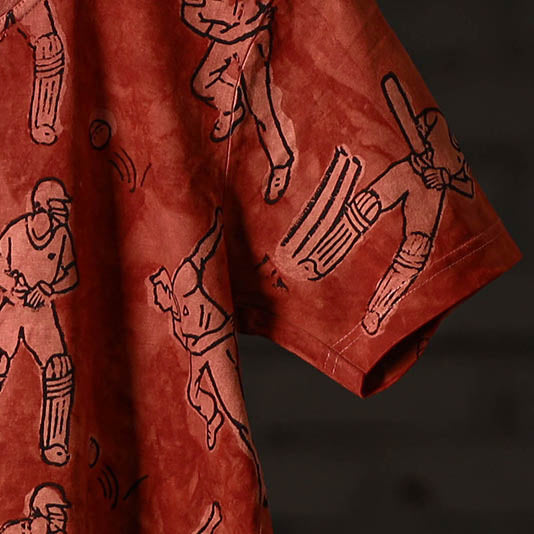  Bindaas Block Art Prints Natural Dyed Cotton Round Neck T-shirt 