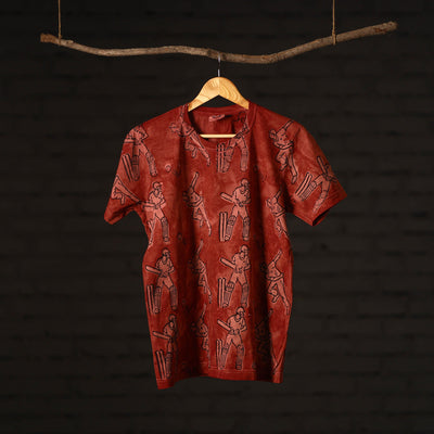  Bindaas Block Art Prints Natural Dyed Cotton Round Neck T-shirt 