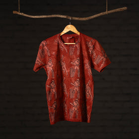  Bindaas Block Art Prints Natural Dyed Cotton Round Neck T-shirt 