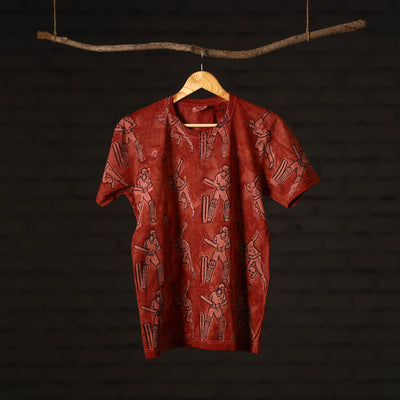  Bindaas Block Art Prints Natural Dyed Cotton Round Neck T-shirt 