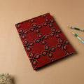 Red - bindaas fabric cover handmade paper notebook (9 x 7
