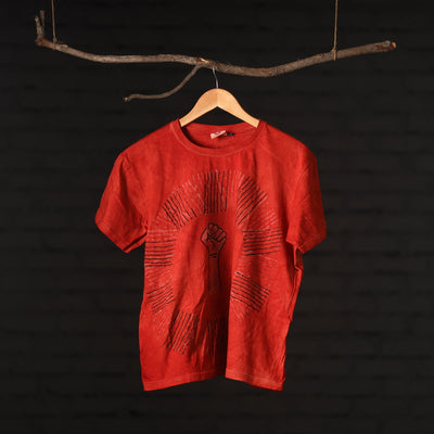 Buy Block Art Prints Natural Dyed Cotton Round Neck T-shirt Online at iTokri.com