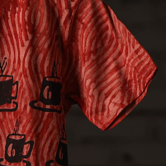 Buy Bindaas Natural Dyed Art Block Print Round Neck T-shirt in Pure Cotton Online at iTokri.com