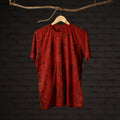 Red - bindaas natural dyed art round neck t-shirt in pure