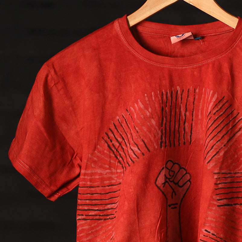 Buy Block Art Prints Natural Dyed Cotton Round Neck T-shirt Online at iTokri.com