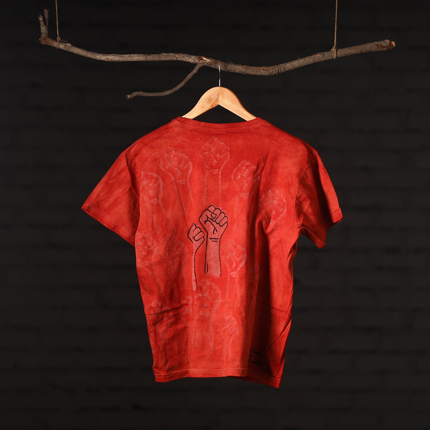 Buy Block Art Prints Natural Dyed Cotton Round Neck T-shirt Online at iTokri.com