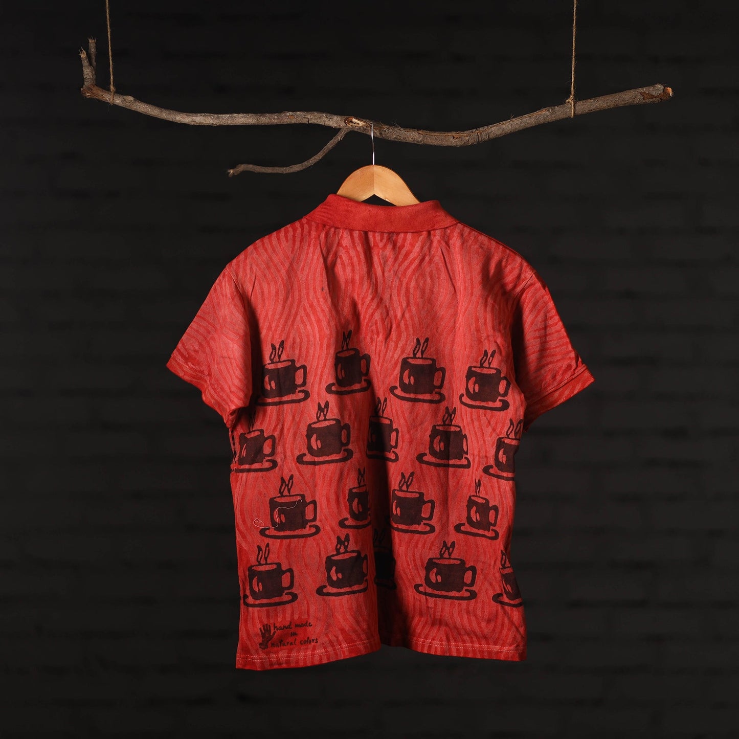 Bindaas Natural Dyed Art Block Print Unisex Polo Collar T-shirt