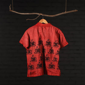 Bindaas Natural Dyed Art Block Print Unisex Polo Collar T-shirt