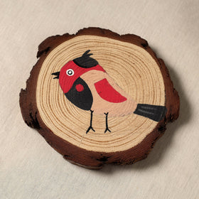 Birds - handpainted pine wood coaster (set of 4) 04