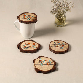 Birds - handpainted pine wood coaster (set of 4) 06