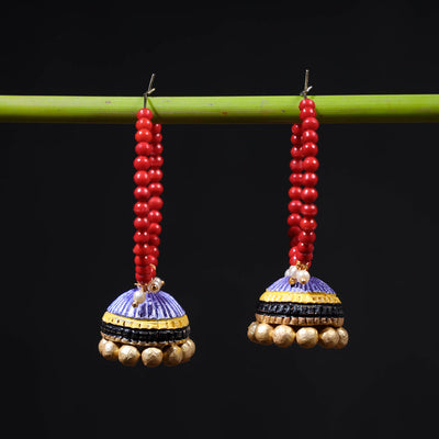 Red - bishnupur hand-painted terracotta earrings