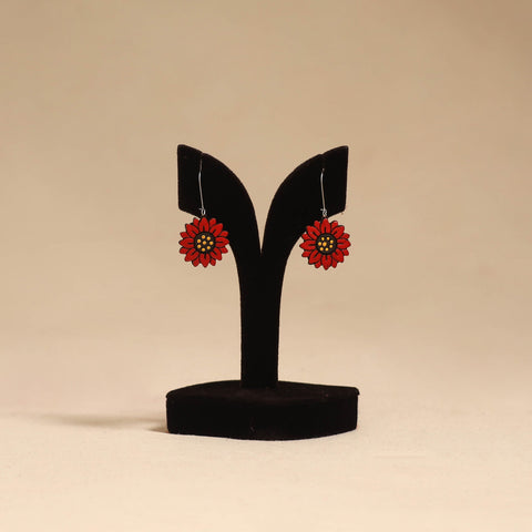 Bishnupur handpainted flower shape terracotta earrings 100