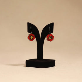 Bishnupur handpainted flower shape terracotta earrings 100