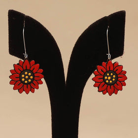 Bishnupur handpainted flower shape terracotta earrings 100