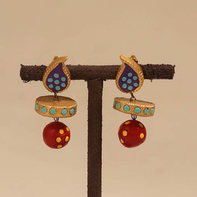 Bishnupur handpainted terracotta earrings 119 - handcrafted