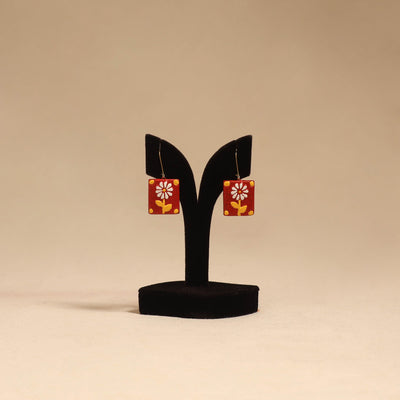 Bishnupur handpainted terracotta earrings 128 - handcrafted
