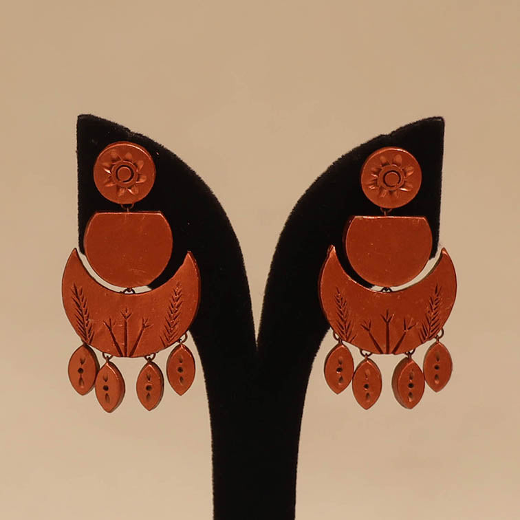 Bishnupur handpainted terracotta earrings 137 - handcrafted