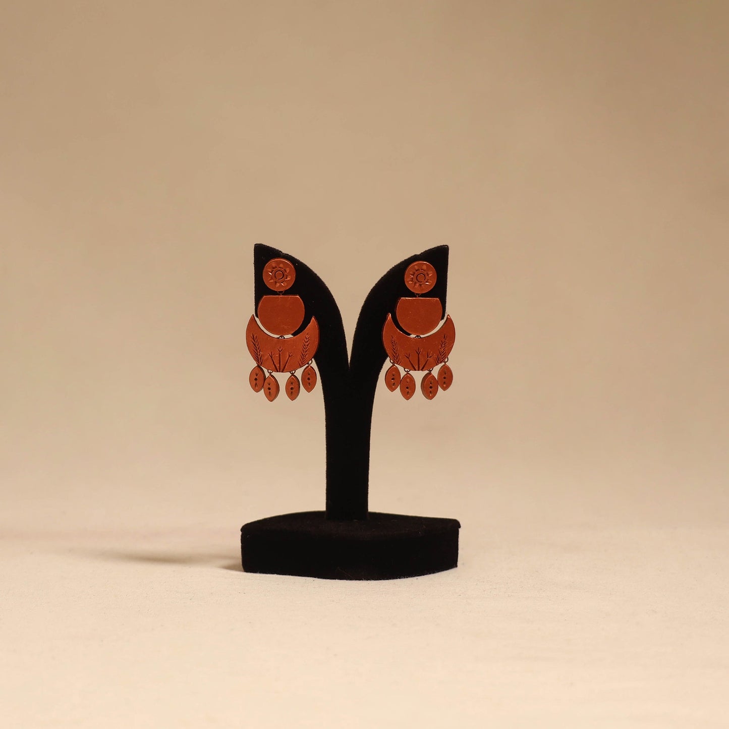 Bishnupur handpainted terracotta earrings 137 - handcrafted