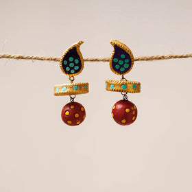 Red Bishnupur Handpainted Terracotta Earrings