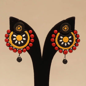 Bishnupur handpainted terracotta earrings 58 - handcrafted