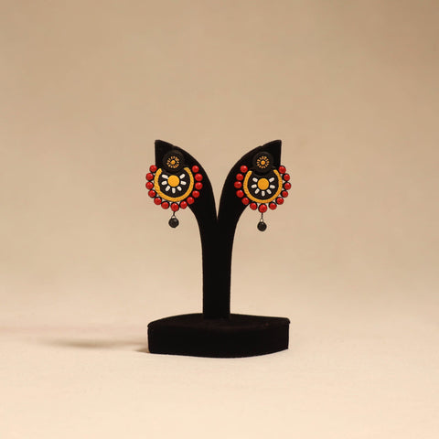 Bishnupur handpainted terracotta earrings 58 - handcrafted