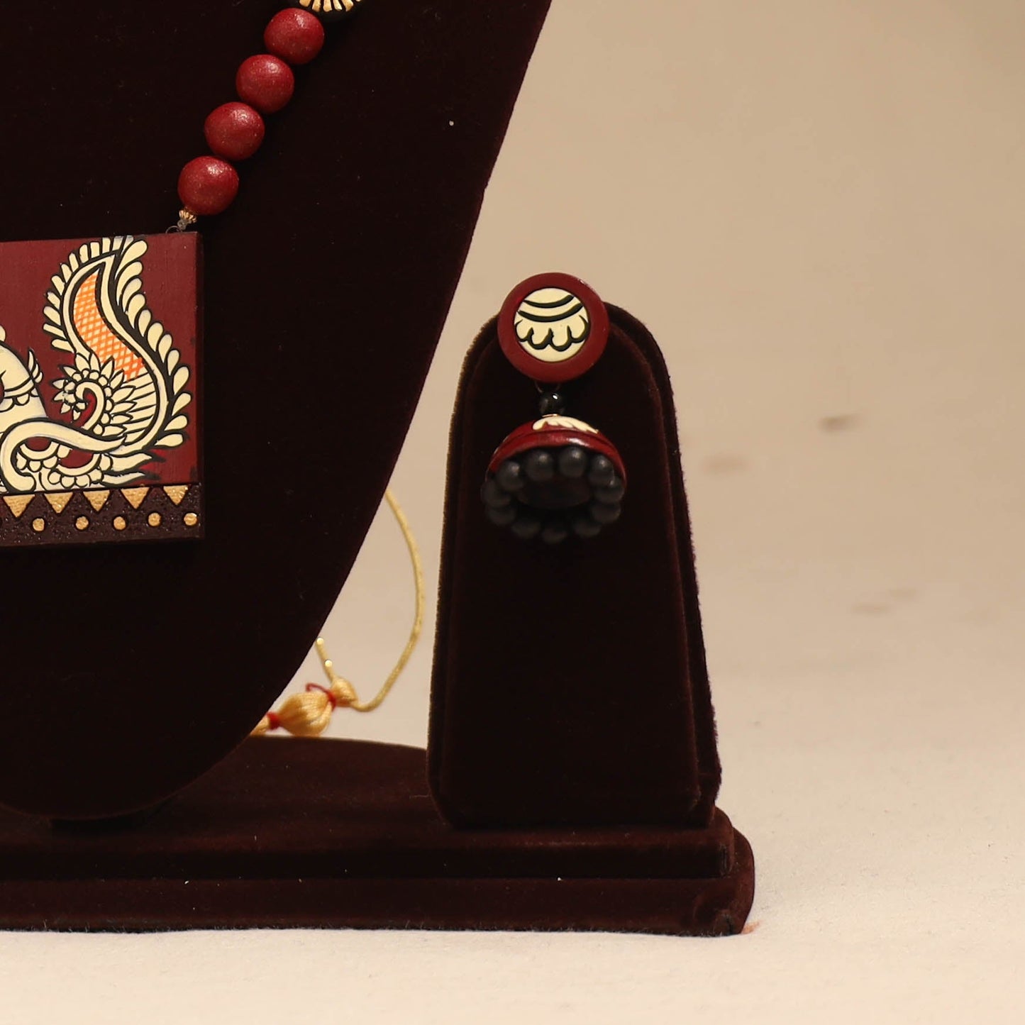 Bishnupur handpainted terracotta necklace set 01