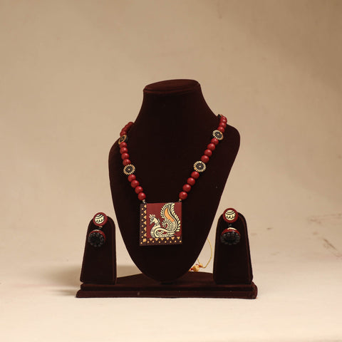 Bishnupur handpainted terracotta necklace set 01