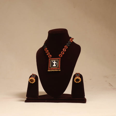 Bishnupur handpainted terracotta necklace set 02
