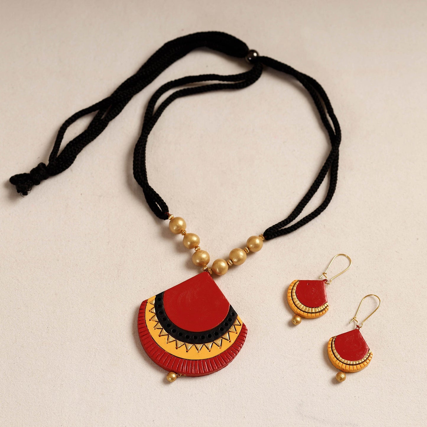 Bishnupur Handpainted Terracotta Necklace Set