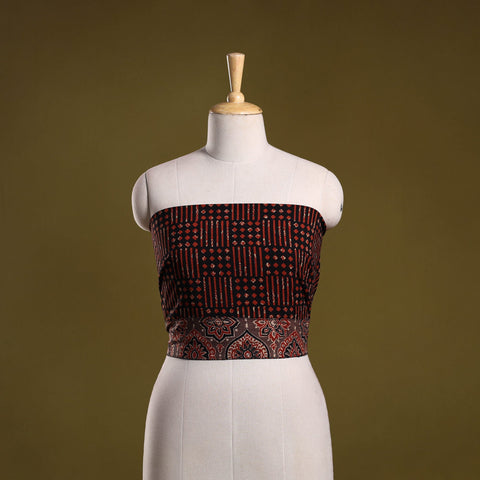 Block print cotton ajrakh blouse piece 01 - handcrafted