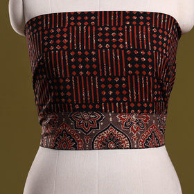 Block print cotton ajrakh blouse piece 01 - handcrafted