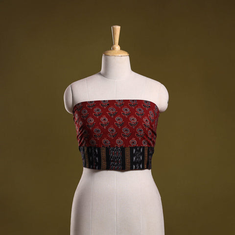 Block print cotton ajrakh blouse piece 09 - handcrafted