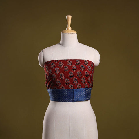 Block print cotton ajrakh blouse piece 14 - handcrafted