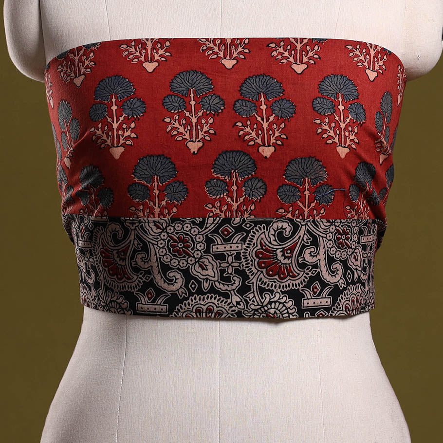 Block print cotton ajrakh blouse piece 21 - handcrafted