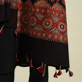 Block Print Cotton Ajrakh Dupatta With Tassels