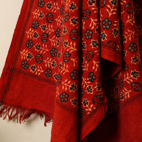 Red Block Print Cotton Ajrakh Handloom Towel