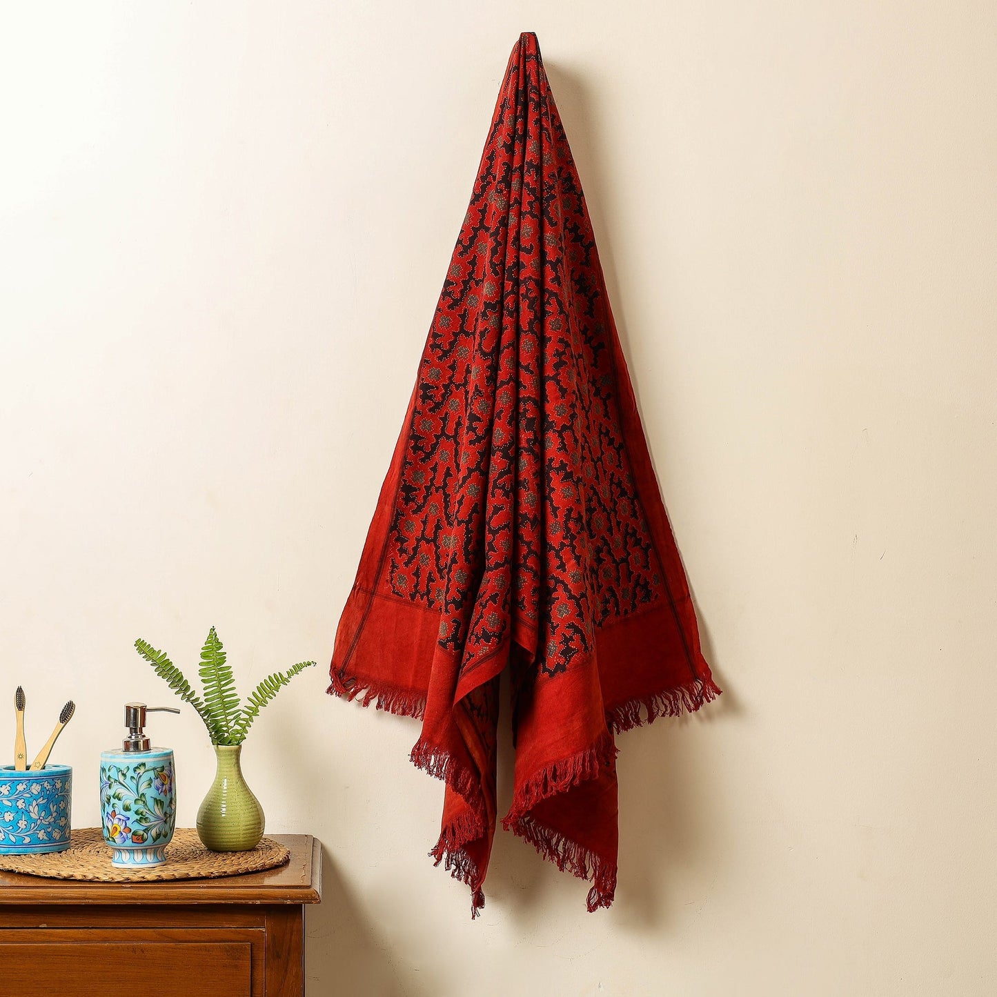 Block Print Cotton Ajrakh Handloom Towel