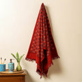 Red Block Print Cotton Ajrakh Handloom Towel