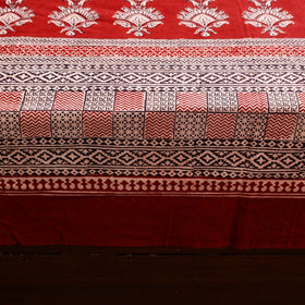 Red Block Print Cotton Bagh Double Bed Sheet 