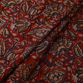 Red Block Print Cotton Bagru Fabric