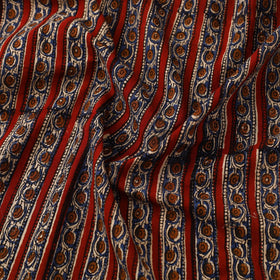 Red Block Print Cotton Bagru Fabric