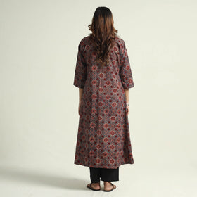 Buy Block Print Cotton Flared Ajrakh Kurta with Palazzo Set
